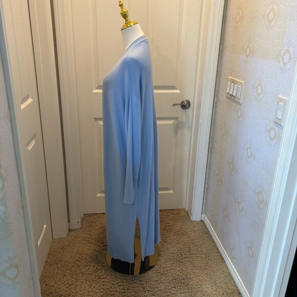 ANN TAYLOR Light Blue Long Duster Cardigan in Women's Size Large Long Sleeve - Picture 4 of 6